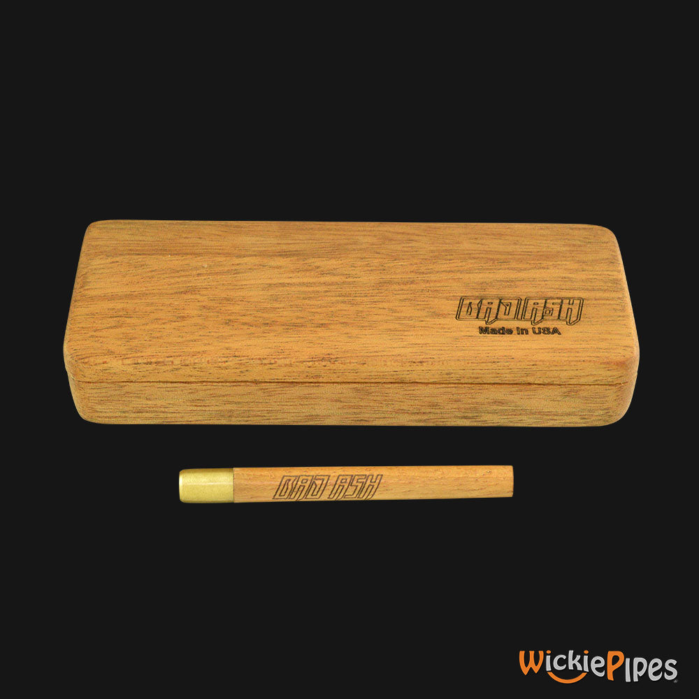 Bad Ash - Flat Dugout & One-Hitter Brass Pipe 5-Inch Exotic Wood.