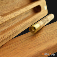 Thumbnail for Bad Ash - Flat Dugout & One-Hitter Brass Pipe 5-Inch Exotic Wood one-hitter and slot close up view.