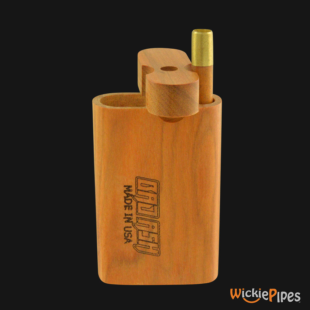 Bad Ash Chakte Viga 3.25-Inch Wood Dugout System open lid & brass pipe.
