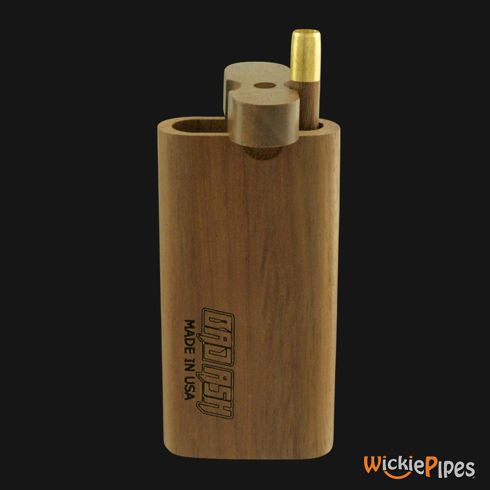 Bad Ash Walnut 4-Inch Wood Dugout System open twist lid & brass pipe.