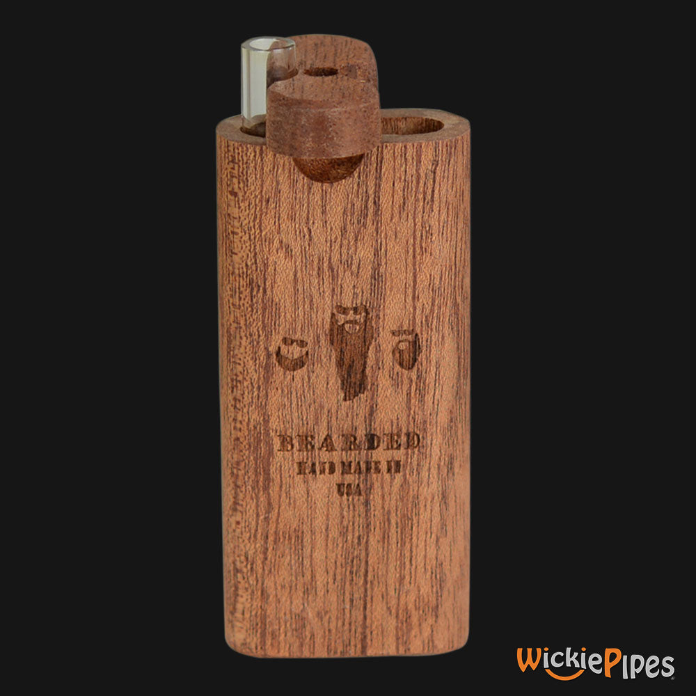 Bearded African Mahogany 4-Inch Wood Dugout System open twist lid with glass one-hitter.