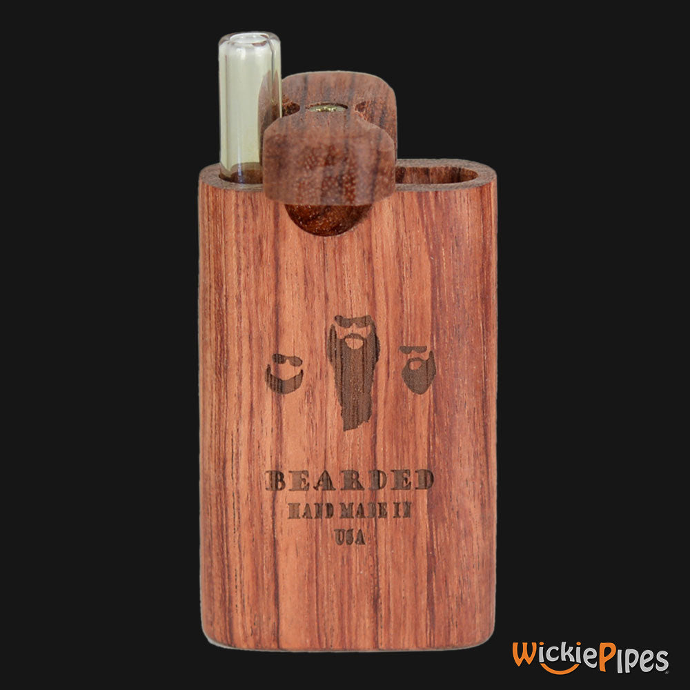 Bearded Bubinga 3-Inch Wood Dugout System open twist lid with glass one-hitter.