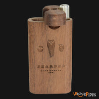 Thumbnail for Bearded Walnut 3-Inch Wood Dugout System open twist lid with glass one-hitter.