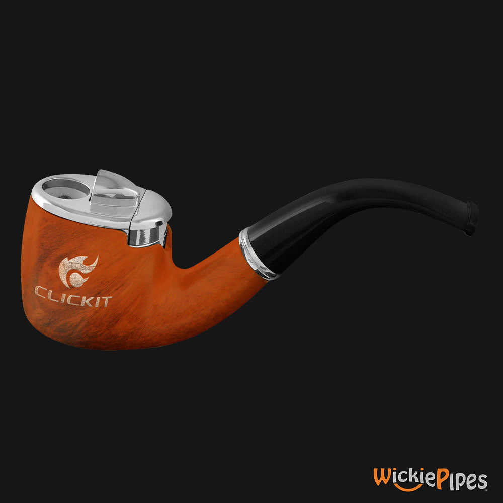 Clickit Sherlock Classic Pipe Lighter Silver side left.