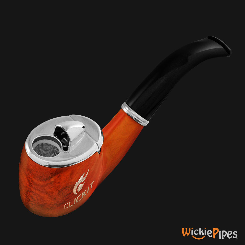 Clickit Sherlock Classic Pipe Lighter Silver top view.