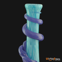 Thumbnail for Noble Glass - Flower Blue Purple Wrap 14-Inch Soft Glass Bubble Water Pipe Mouthpiece
