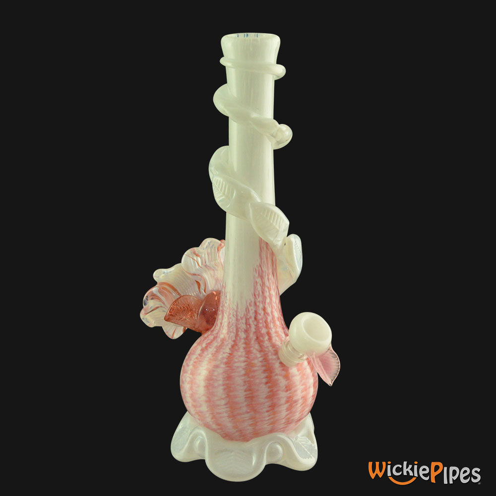 Noble Glass - Flower White Pink Wrap 14-Inch Soft Glass Bubble Water Pipe