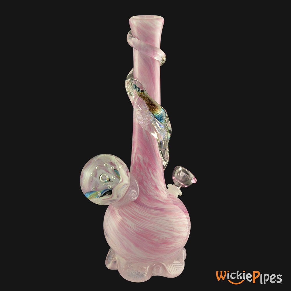 Noble Glass - Marble Dichro Pink Wrap 14-Inch Soft Glass Bubble Water Pipe Side