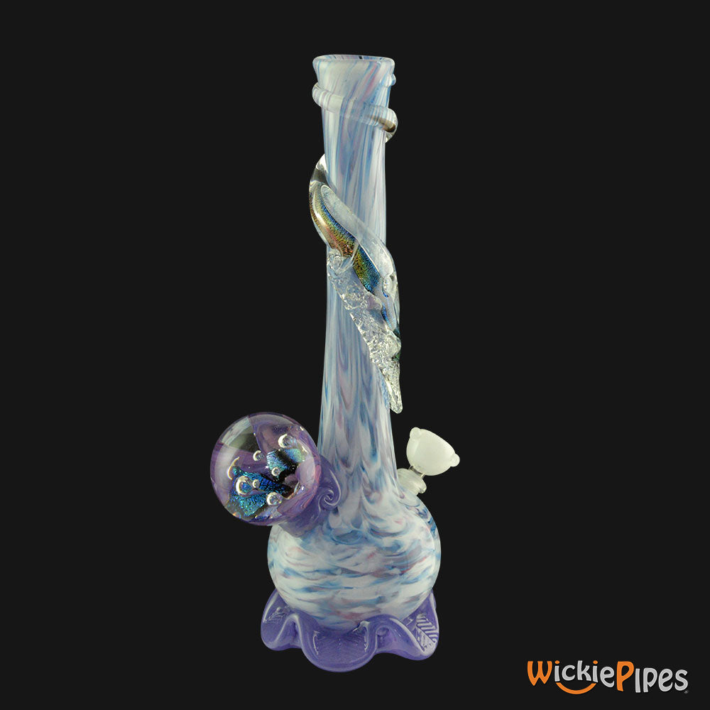 Noble Glass - Marble Dichro Purple Swirl Wrap 14-Inch Soft Glass Bubble Water Pipe Side