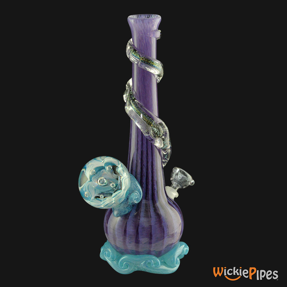 Noble Glass - Marble Dichro Purple Wrap 14-Inch Soft Glass Bubble Water Pipe Side