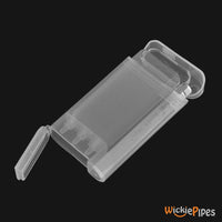 Thumbnail for Smosi Evolution Clear Dugout One-Hitter Pipe System 3-Inch flat with one-hitter dugout lid open with pipe cleaner lid open.