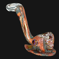Thumbnail for Cherry Glass - Agat Skull - Lava Patina Sherlock Pipe 