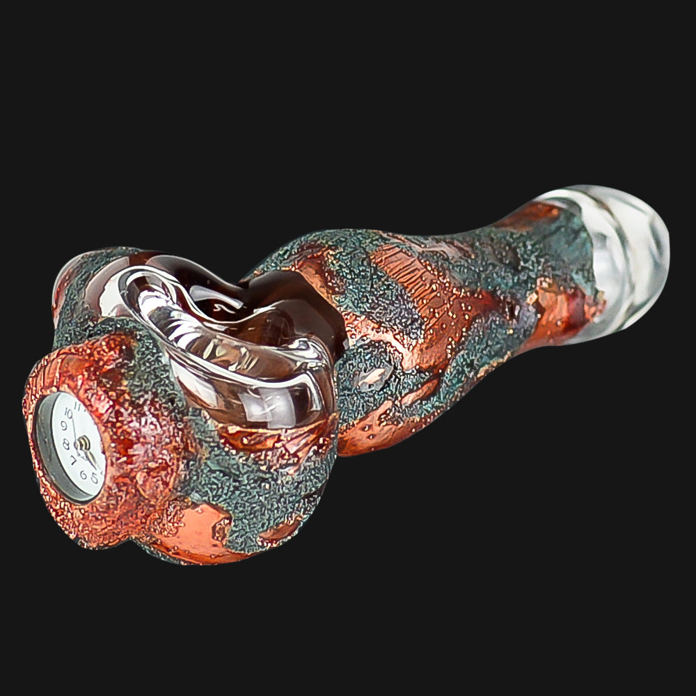 Cherry Glass - 420 Watch - Lava Patina Spoon Pipe