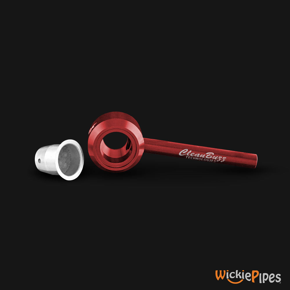 Clean Buzz - CastAway Pipe Red 3.5-Inch Hand Pipe full front bowl out.