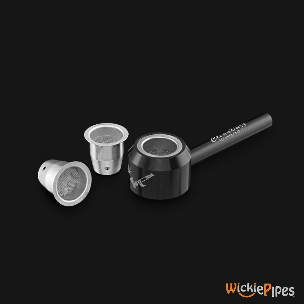 Clean Buzz - CastAway Pipe System Black 3.5-Inch Hand Pipe full system with 3 bowl liners.