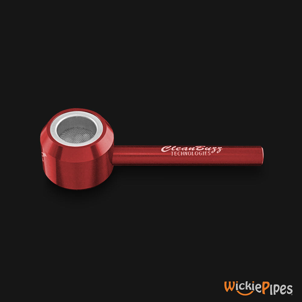 Clean Buzz - CastAway Pipe System Red 3.5-Inch Hand Pipe side full bowl facing left.