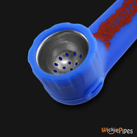 Thumbnail for PieceMaker - Karma Breakout Blue 3.5-Inch Silicone Hand Pipe close up with open bowl.