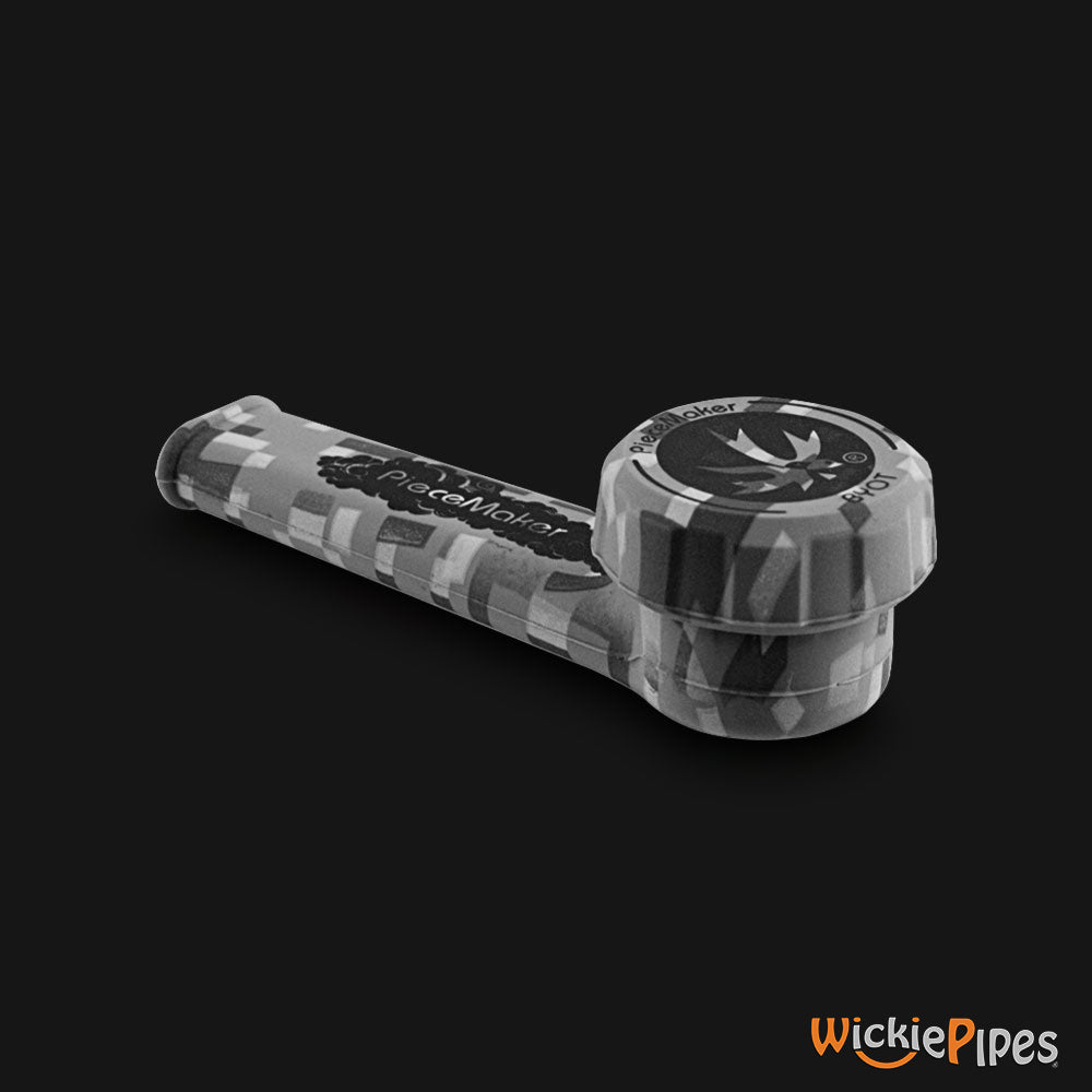 PieceMaker - Karma Digital Kamo 3.5-Inch Silicone Hand Pipe with front cap on.