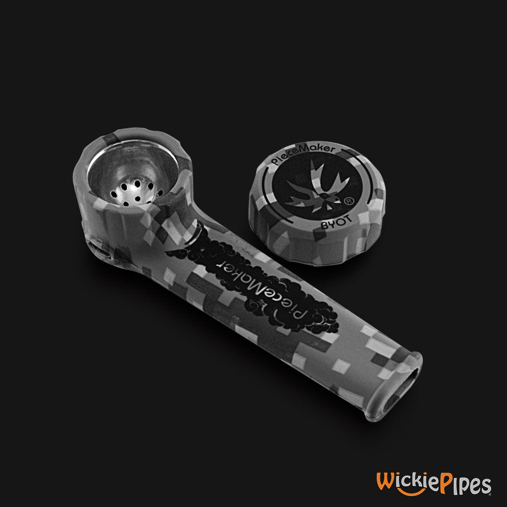 PieceMaker - Karma Digital Kamo 3.5-Inch Silicone Hand Pipe top with cap off.