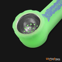 Thumbnail for PieceMaker - Karma Electric Green 3.5-Inch Silicone Hand Pipe close up with open bowl.