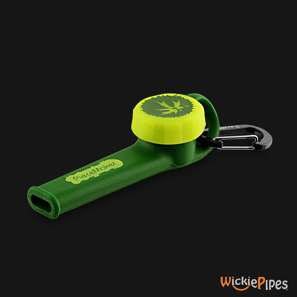 PieceMaker - Karma GO Electric Evergreen 4-Inch Silicone Hand Pipe front mouthpiece with cap on.