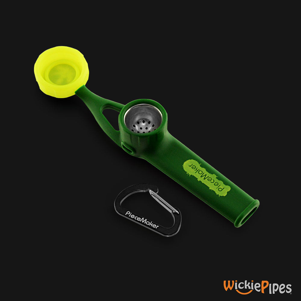 PieceMaker - Karma GO Electric Evergreen 4-Inch Silicone Hand Pipe top with cap off.