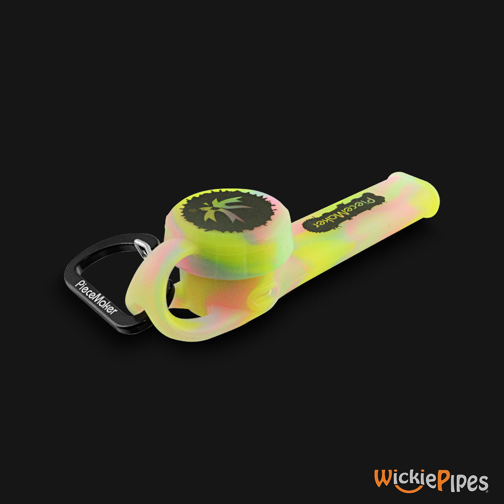 PieceMaker - Karma GO Lollipop Swirl 4-Inch Silicone Hand Pipe front left with cap on.