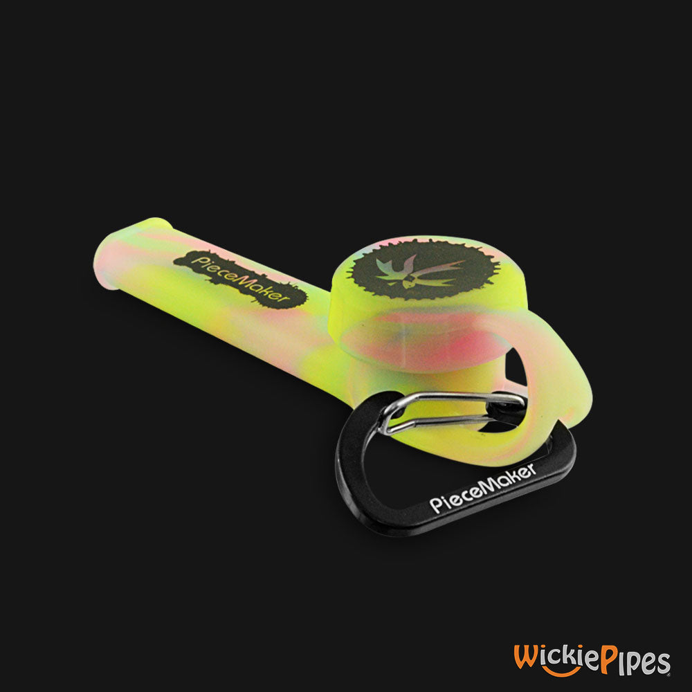 PieceMaker - Karma GO Lollipop Swirl 4-Inch Silicone Hand Pipe front right with cap on.