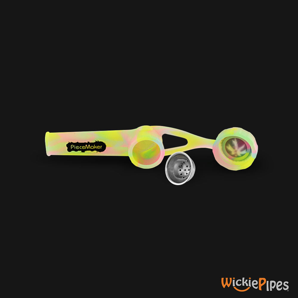 PieceMaker - Karma GO Lollipop Swirl 4-Inch Silicone Hand Pipe side with bowl out.