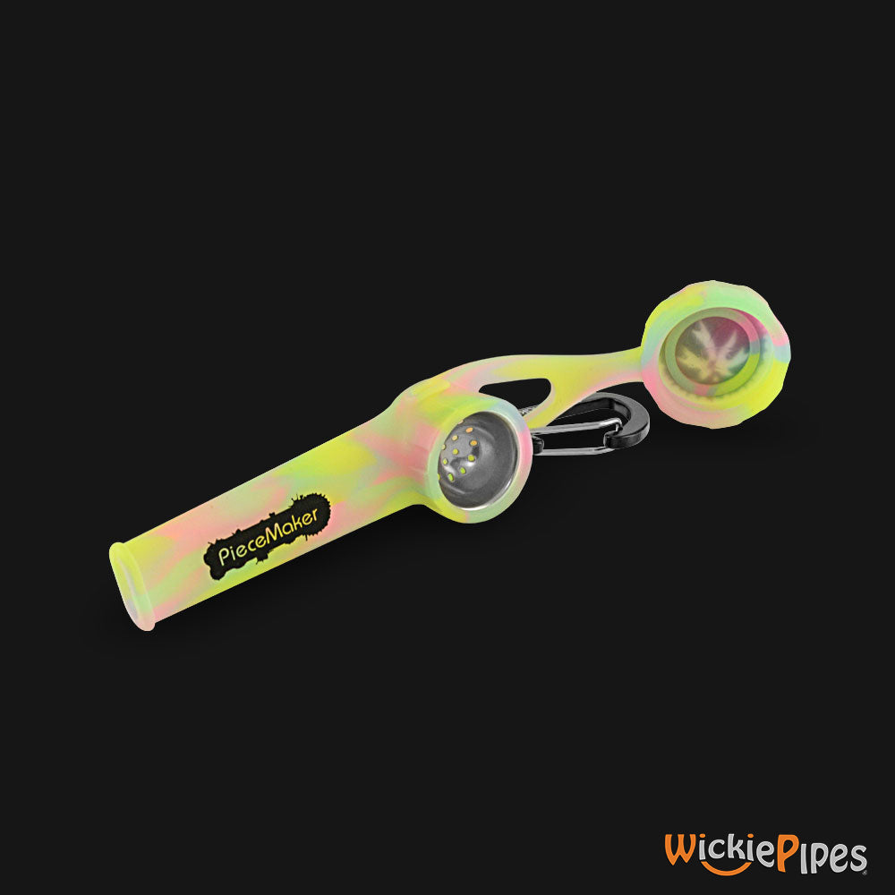 PieceMaker - Karma GO Lollipop Swirl 4-Inch Silicone Hand Pipe side with cap off.