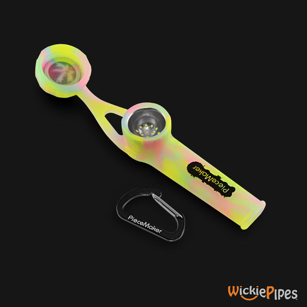 PieceMaker - Karma GO Lollipop Swirl 4-Inch Silicone Hand Pipe top with cap off.