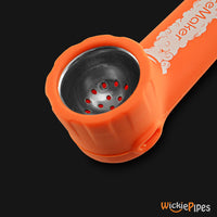 Thumbnail for PieceMaker - Karma Octane Orange 3.5-Inch Silicone Hand Pipe close up with open bowl.