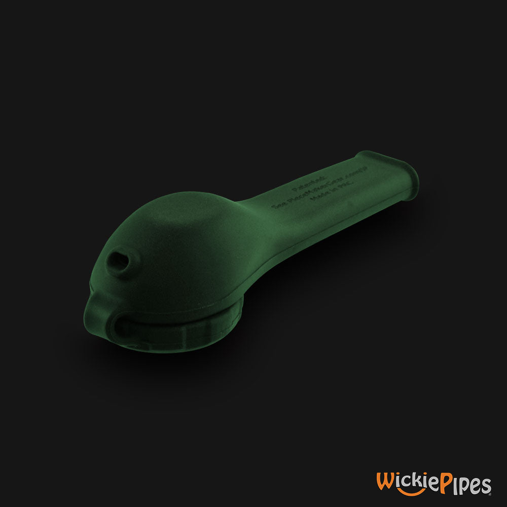PieceMaker - Kayo Kale Green 3.5-Inch Silicone Hand Pipe back view with carb.