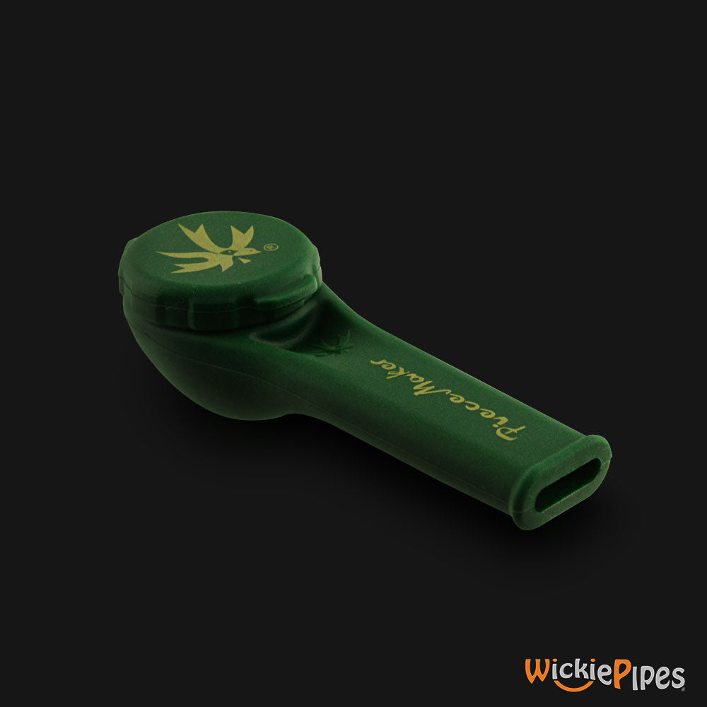 PieceMaker - Kayo Kale Green 3.5-Inch Silicone Hand Pipe mouthpiece view with cap on.