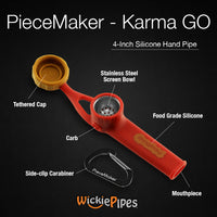 Thumbnail for PieceMaker Karma GO 4-inch silicone hand pipe callouts.