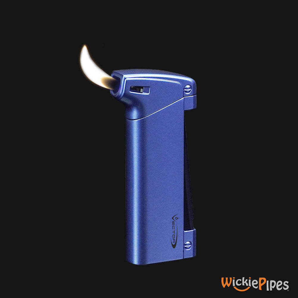 Vector - Aero Lighter Metallic Blue Flame Lit Left Side - WickiePipes