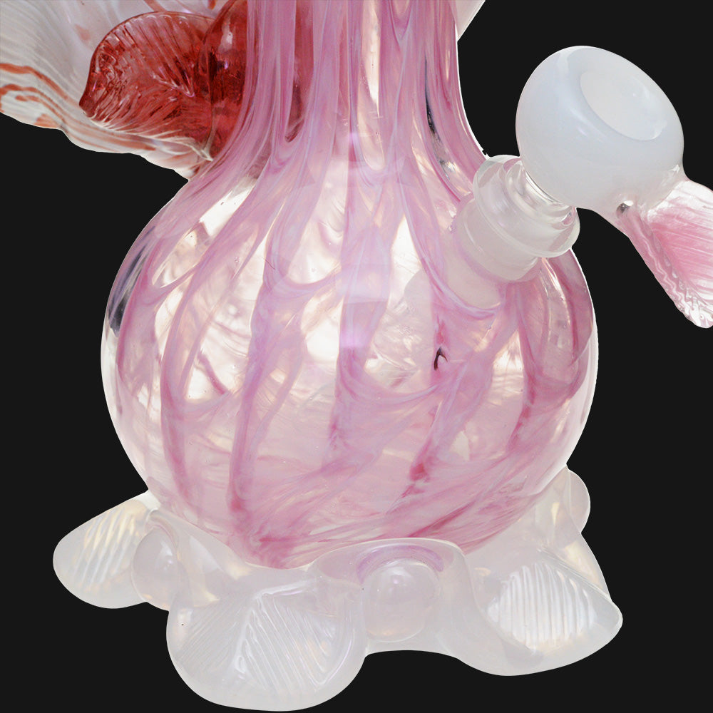 Noble Glass - Pink Flower Wrap 14" Soft Glass Bubble Bottom Water Pipe