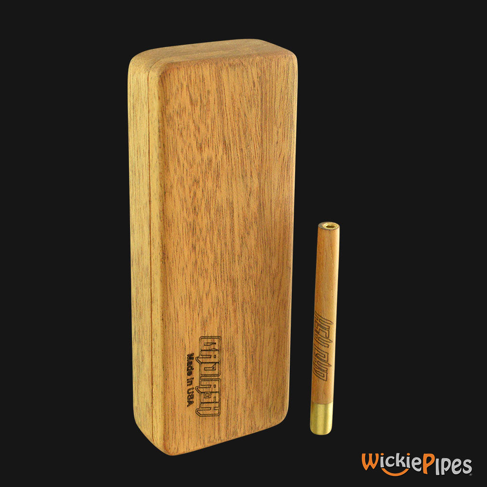 Bad Ash - Flat Dugout & One-Hitter Brass Pipe 5-Inch Exotic Wood closed straight.