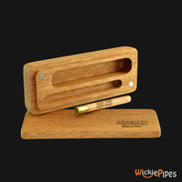 Thumbnail for Bad Ash - Flat Dugout & One-Hitter Brass Pipe 5-Inch Exotic Wood one-hitter outside open lid.
