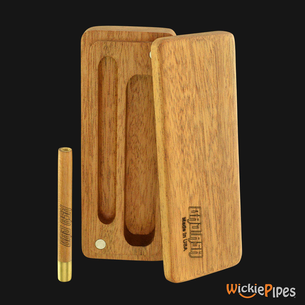 Bad Ash - Flat Dugout & One-Hitter Brass Pipe 5-Inch Exotic Wood open straight.