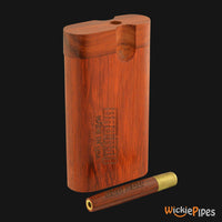 Thumbnail for Bad Ash Paduk 3.25-Inch Wood Dugout System closed lid brass pipe side.