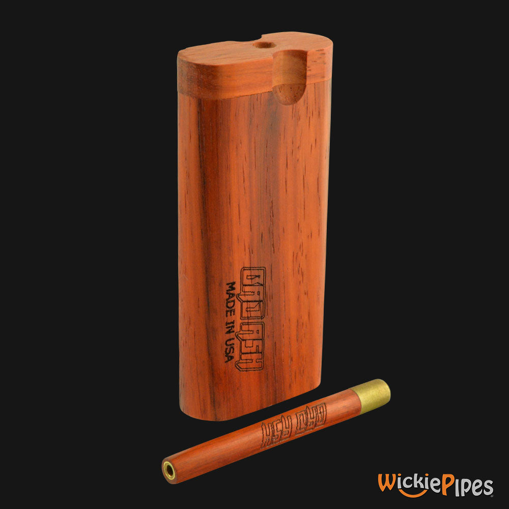 Bad Ash Paduk 4-Inch Wood Dugout System closed lid & brass pipe side.