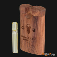 Thumbnail for Bearded Aerobic Cedar 3-Inch Wood Dugout System closed twist lid with glass one-hitter.