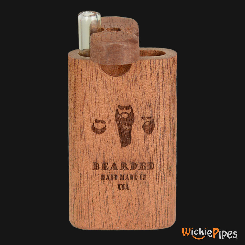 Bearded African Mahogany 3-Inch Wood Dugout System open twist lid with glass one-hitter.
