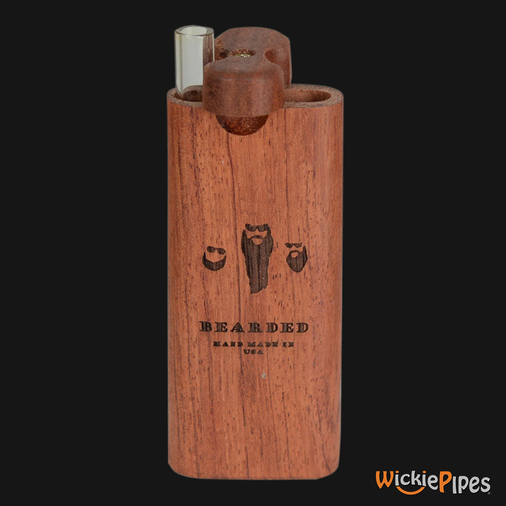 Bearded Bubinga 4-Inch Wood Dugout System open twist lid with glass one-hitter.