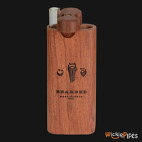Thumbnail for Bearded Bubinga 4-Inch Wood Dugout System open twist lid with glass one-hitter.