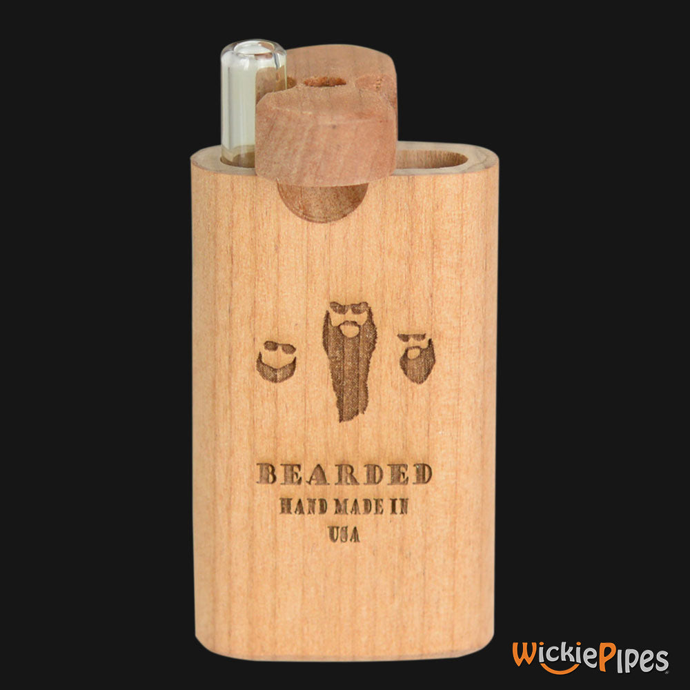 Bearded Cherry 3-Inch Wood Dugout System open twist lid with glass one-hitter.