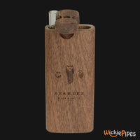 Thumbnail for Bearded Walnut 4-Inch Wood Dugout System open twist lid with glass one-hitter.