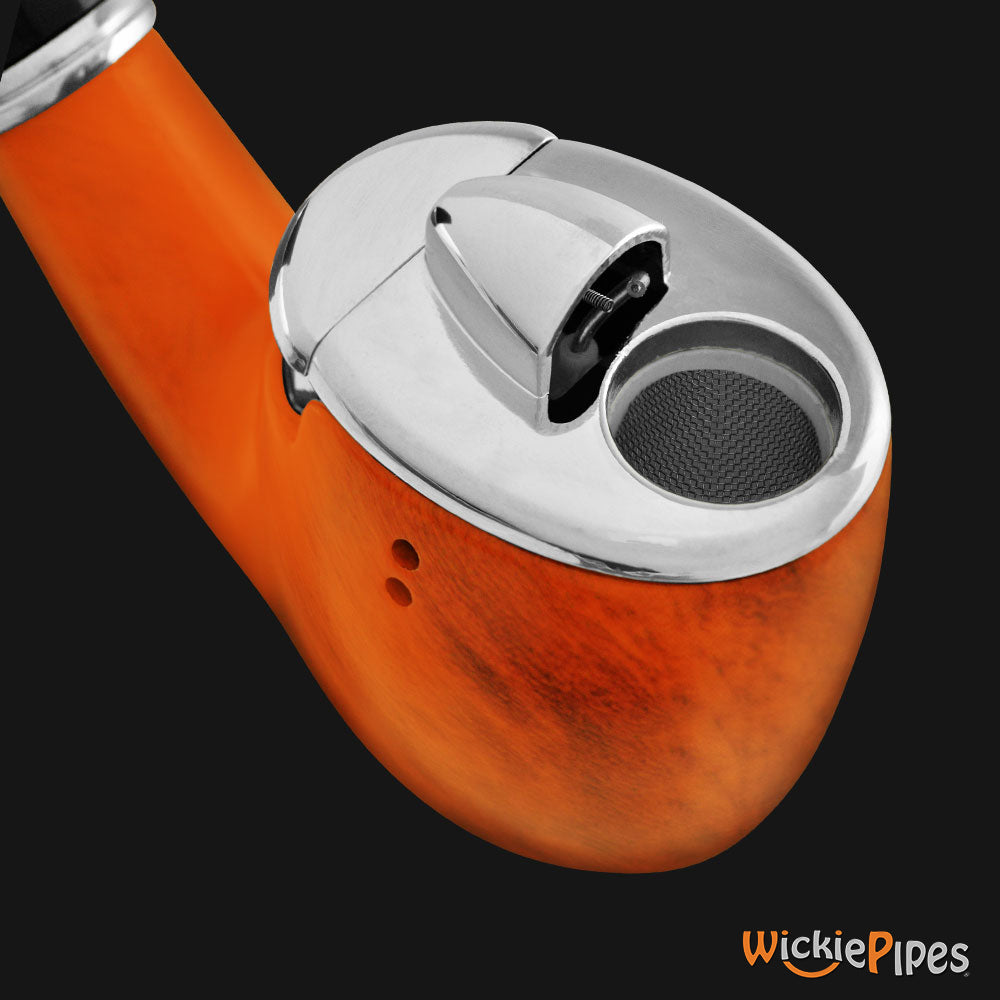 Clickit Sherlock Classic Pipe Lighter Silver close up.