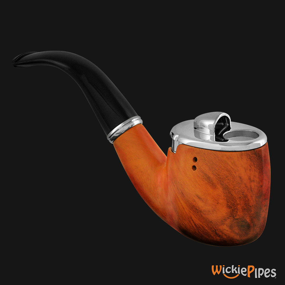 Clickit Sherlock Classic Pipe Lighter Silver front right.